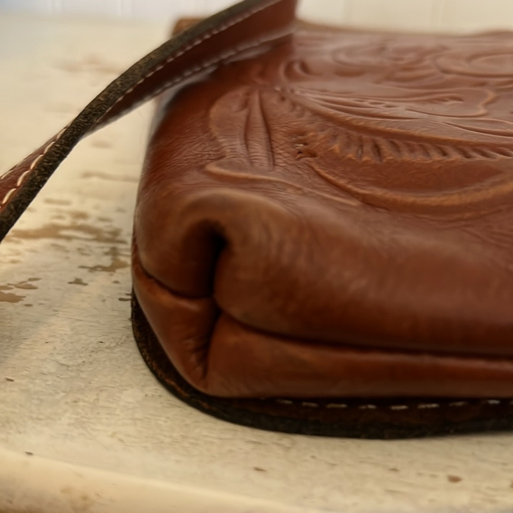 Patricia Nash Floral Tooled Leather Granada Crossbody Flap Bag (Brown) - Picture 5 of 10